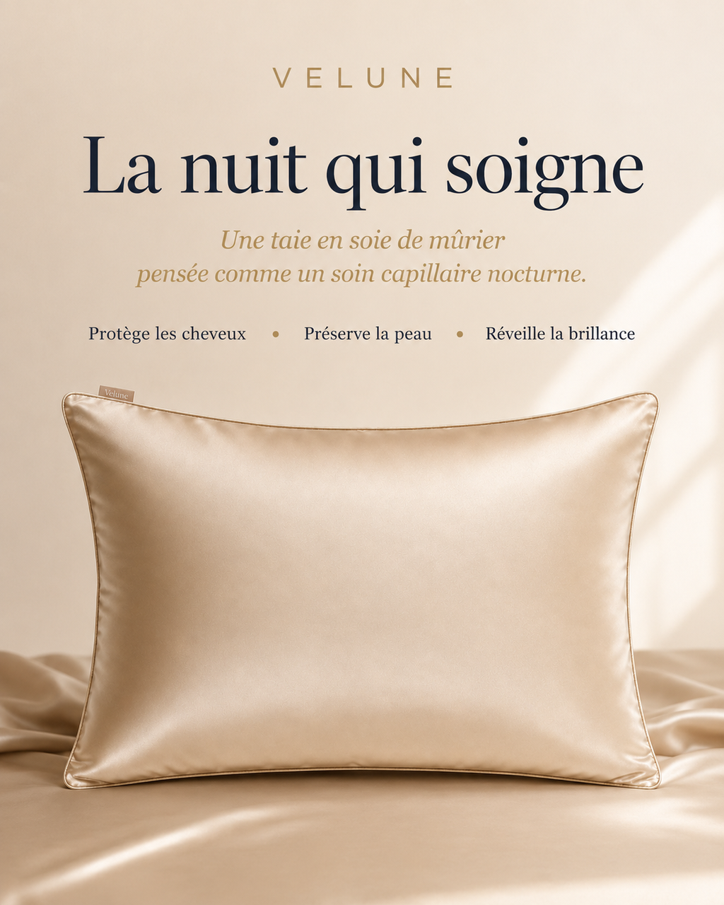 Taie d'oreiller en soie de mûrier — Velune