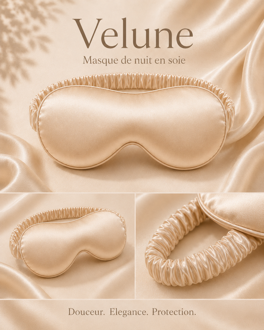 Masque de nuit en soie de mûrier - Velune